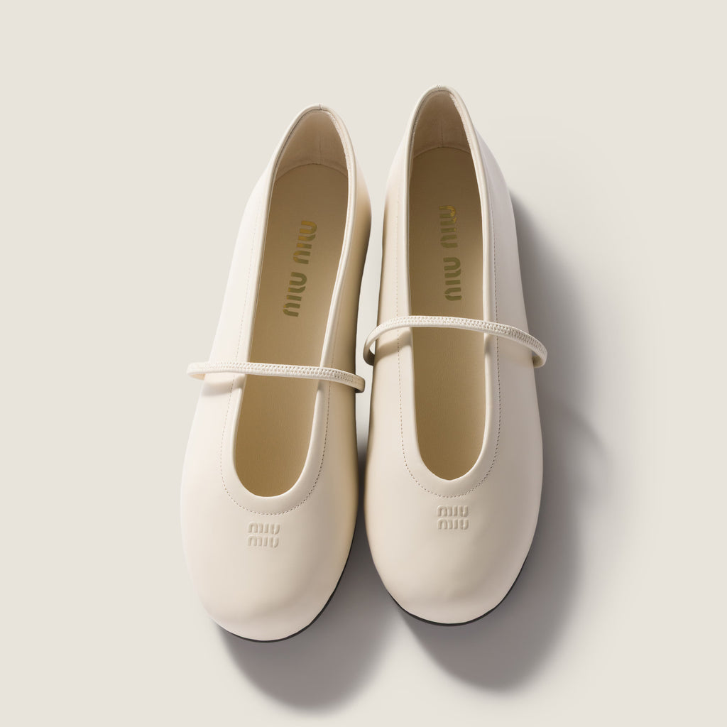 Miu Miu Ivory Nappa leather ballerinas