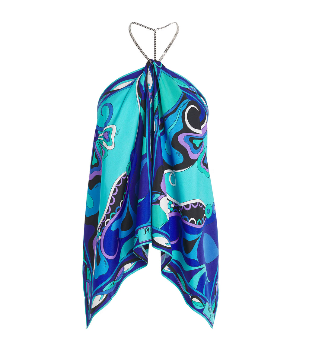 PUCCI Blue Orchidee Halterneck Top