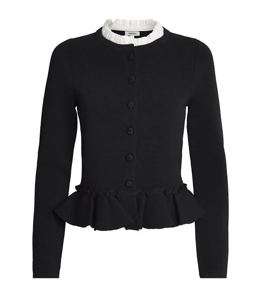 SANDRO Removable collar peplum cardigan