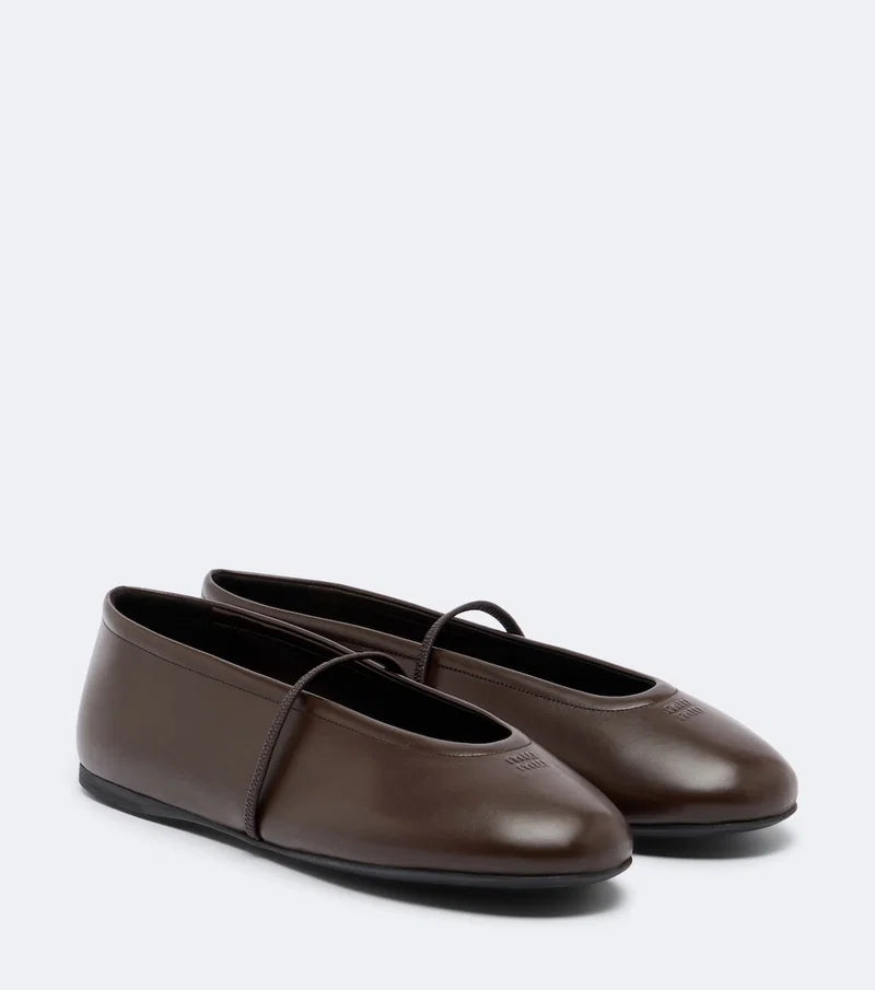 Miu Miu Mocha Nappa leather ballerinas