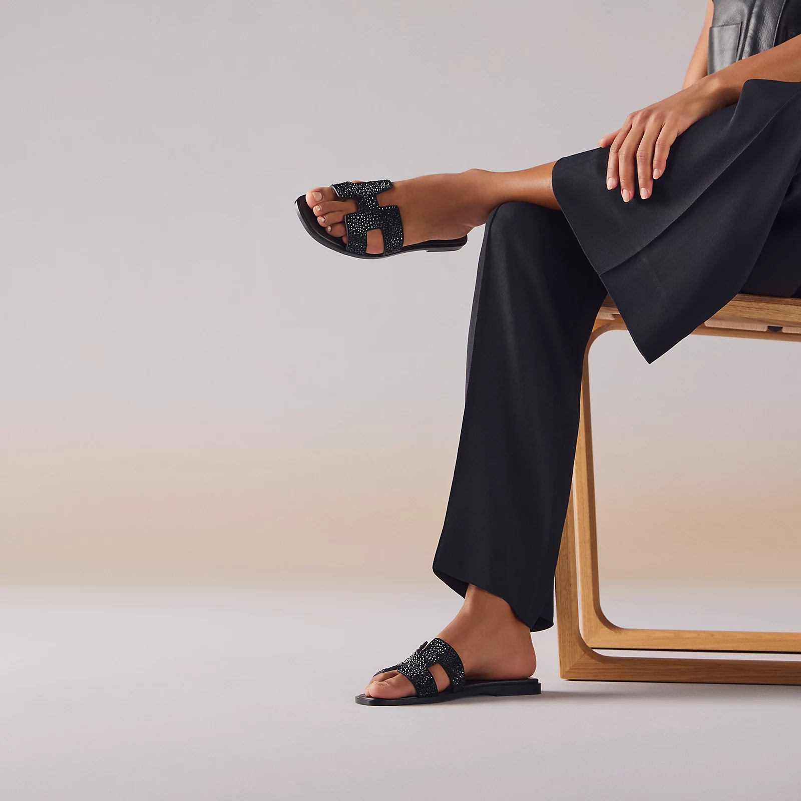 Hermès Oran Black Crystal Sandal