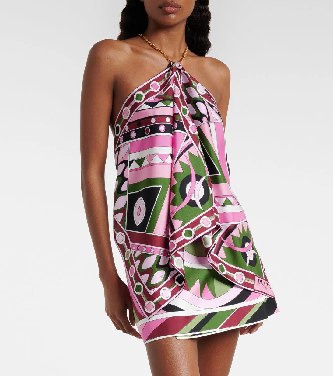 PUCCI VIVARA PRINT SLEEVELESS PINK SILK TOP