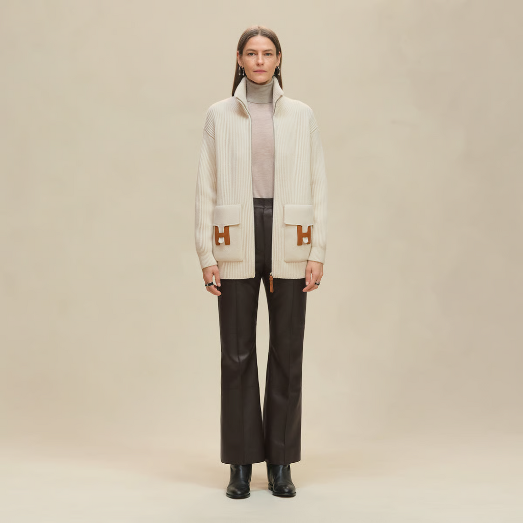 Hermès H Pocket Zipper Wool Knit Jacket