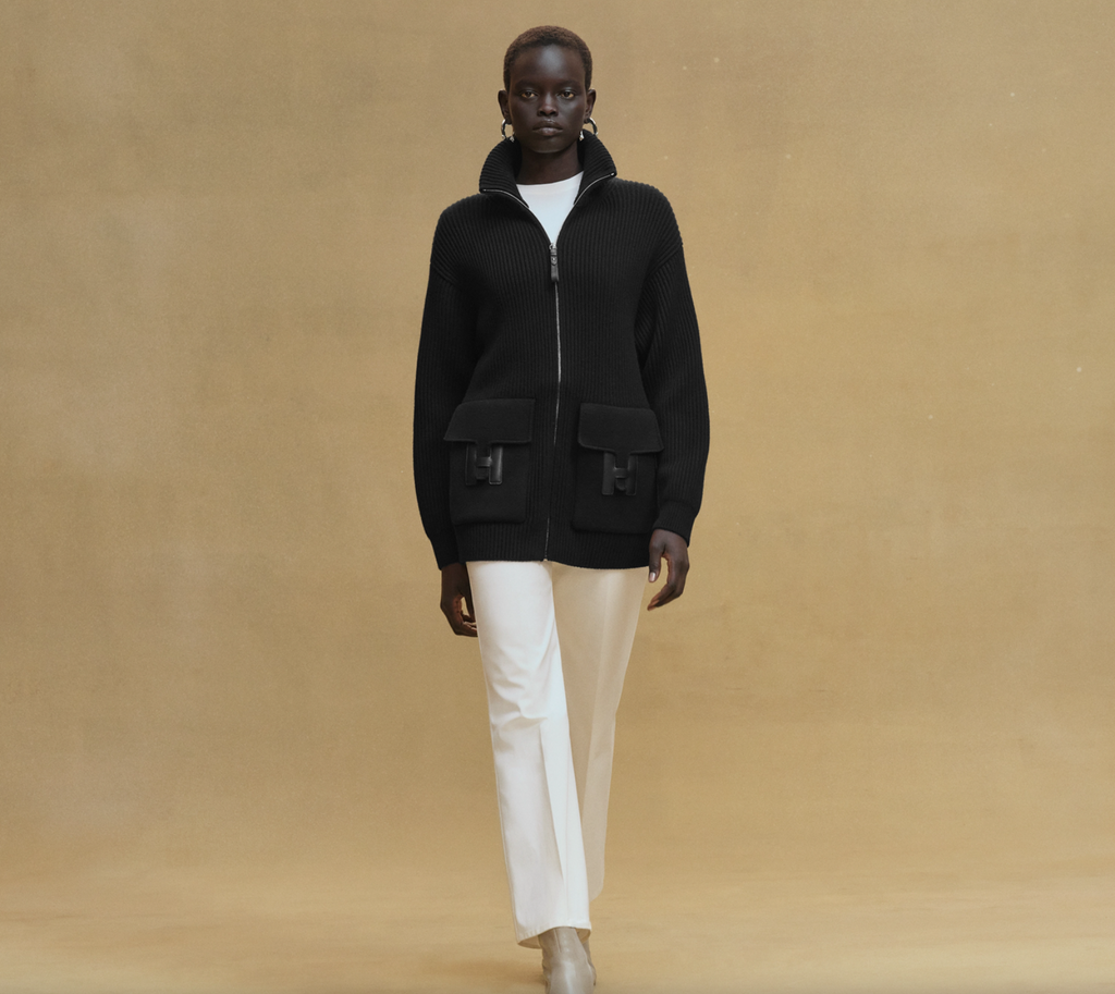Hermès H Pocket Zipper Wool Knit Jacket