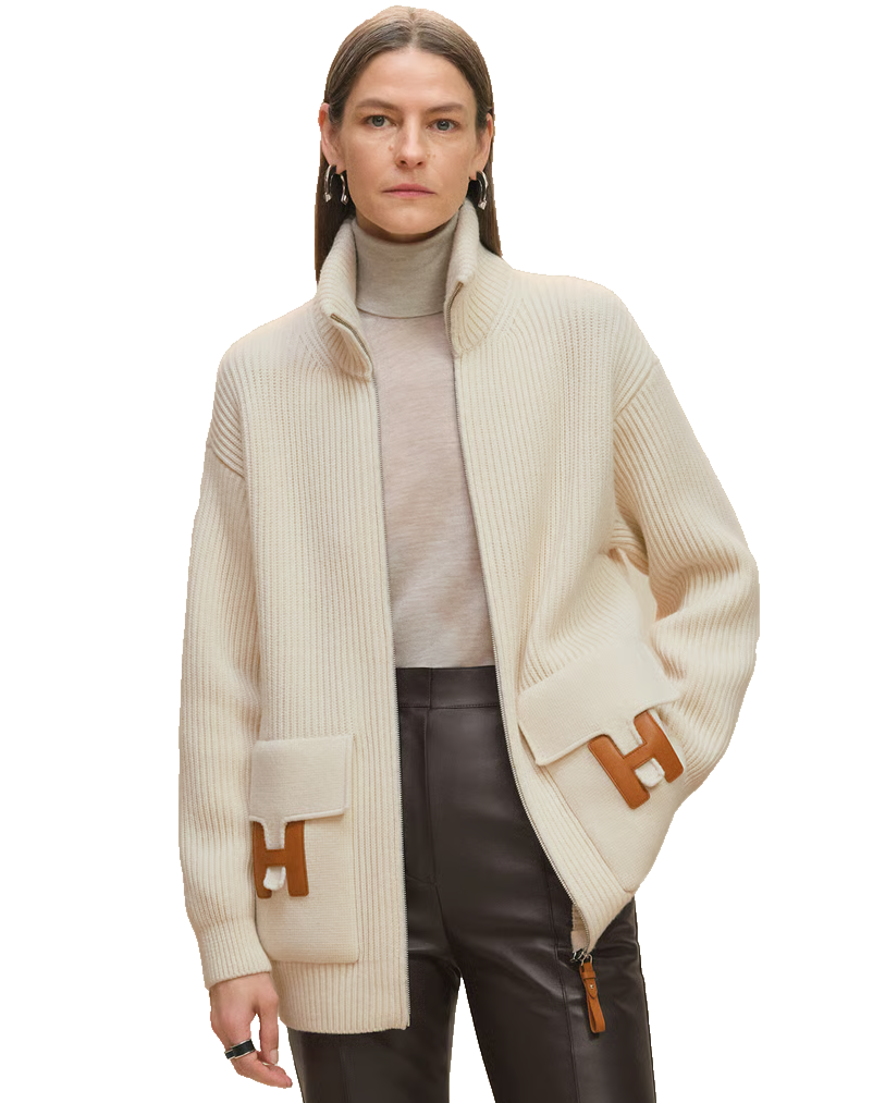 Hermès H Pocket Zipper Wool Knit Jacket