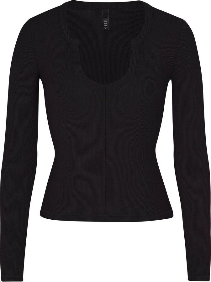 SOFT LOUNGE SPLIT NECK LONG SLEEVE
