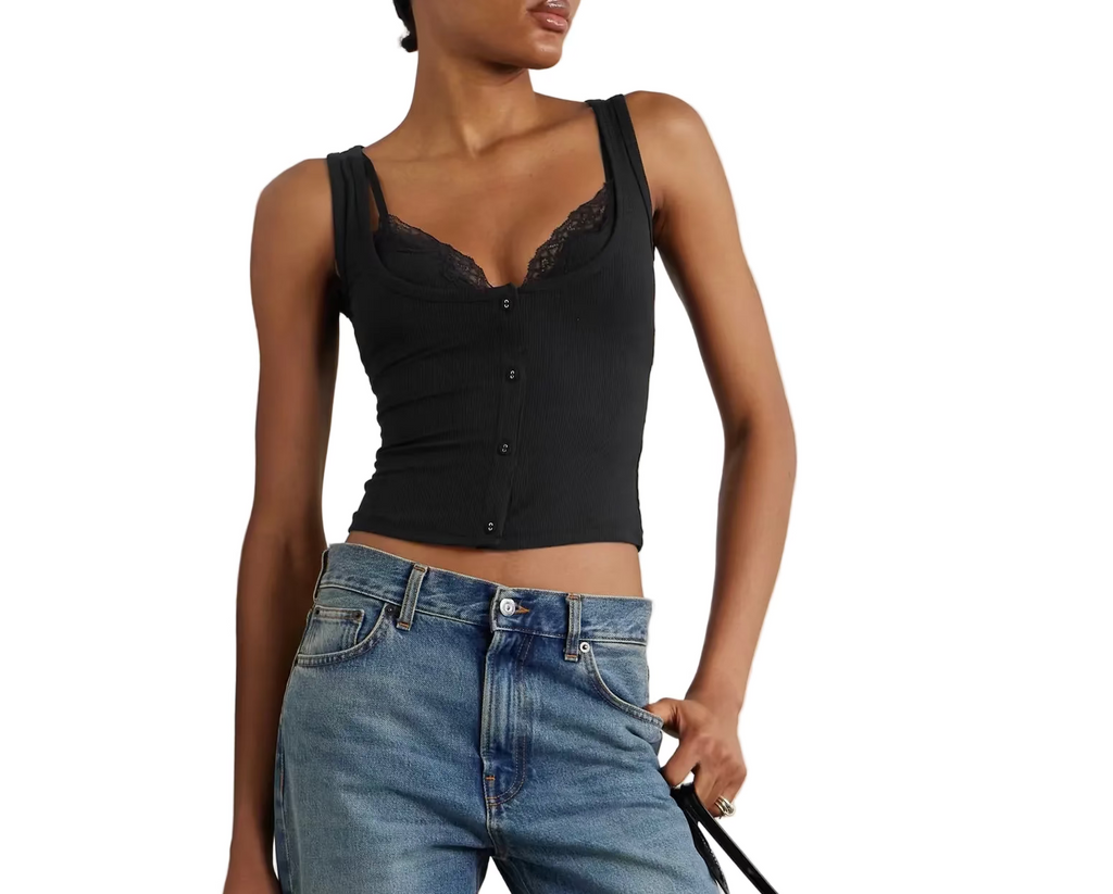 SOFT LOUNGE LACE TANK WITH BRALETTE